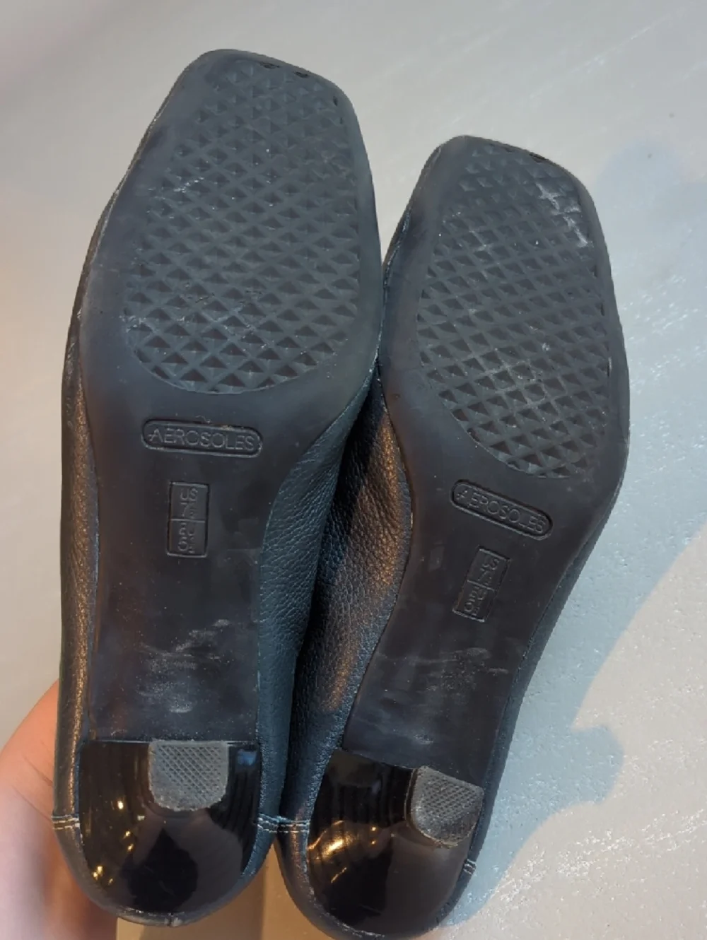 Leather Kitten Heel Loafers Dark‎ Gray size 7.5